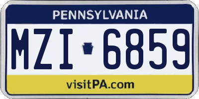PA license plate MZI6859