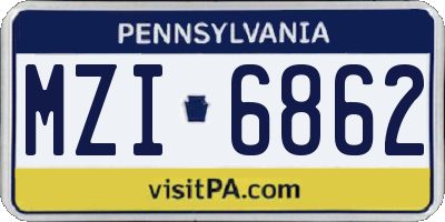 PA license plate MZI6862