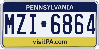 PA license plate MZI6864