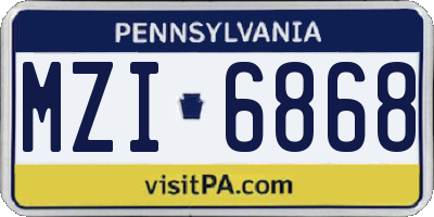 PA license plate MZI6868