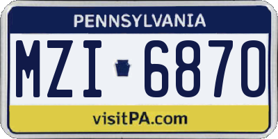 PA license plate MZI6870