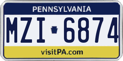 PA license plate MZI6874