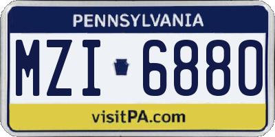 PA license plate MZI6880