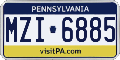 PA license plate MZI6885