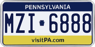 PA license plate MZI6888