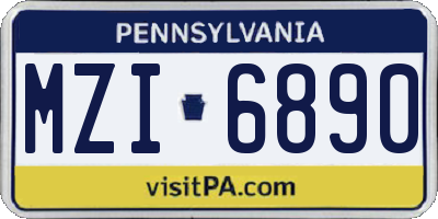 PA license plate MZI6890