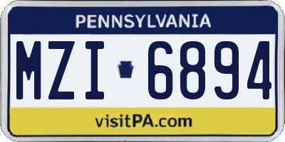 PA license plate MZI6894