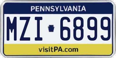 PA license plate MZI6899