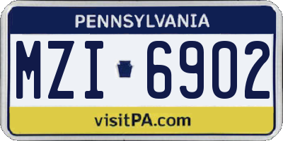 PA license plate MZI6902