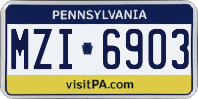 PA license plate MZI6903