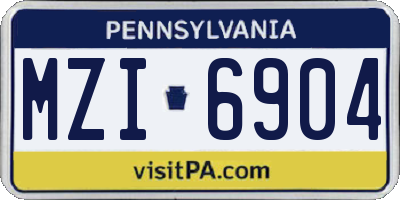 PA license plate MZI6904