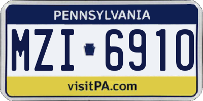 PA license plate MZI6910