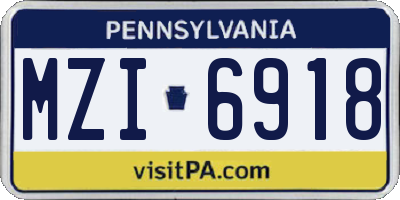 PA license plate MZI6918