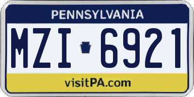 PA license plate MZI6921