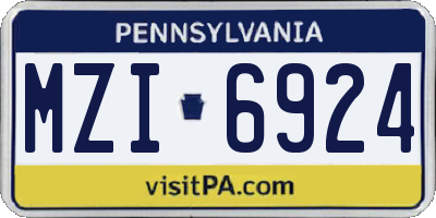 PA license plate MZI6924