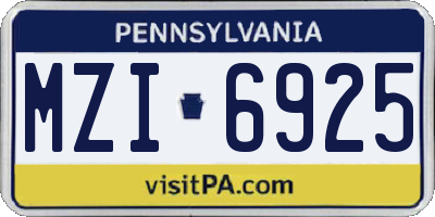 PA license plate MZI6925