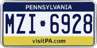 PA license plate MZI6928