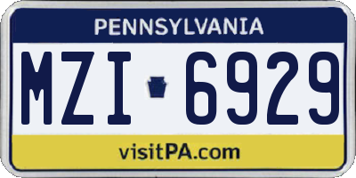 PA license plate MZI6929