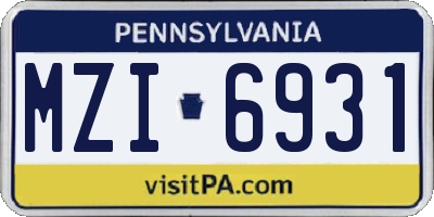 PA license plate MZI6931