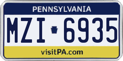 PA license plate MZI6935