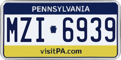 PA license plate MZI6939
