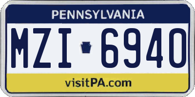 PA license plate MZI6940