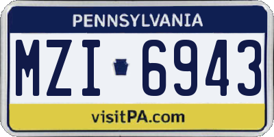 PA license plate MZI6943