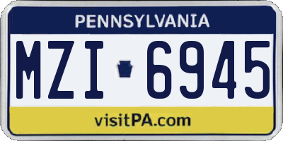 PA license plate MZI6945