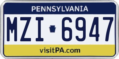 PA license plate MZI6947