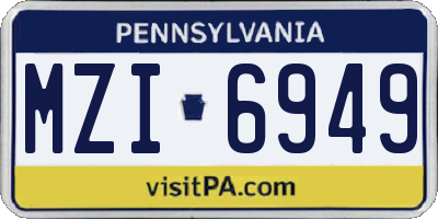 PA license plate MZI6949