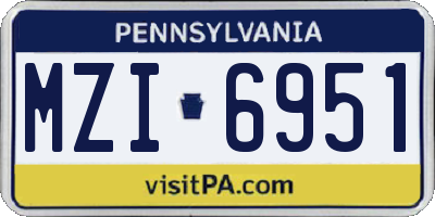 PA license plate MZI6951