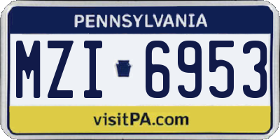 PA license plate MZI6953