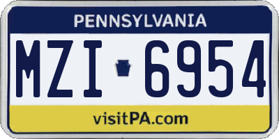 PA license plate MZI6954