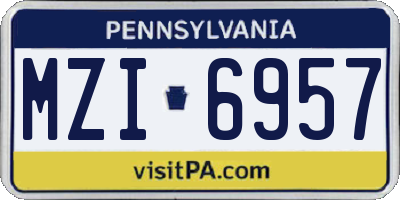 PA license plate MZI6957