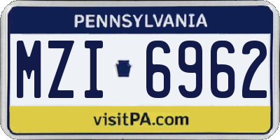 PA license plate MZI6962