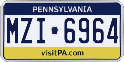 PA license plate MZI6964