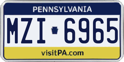 PA license plate MZI6965