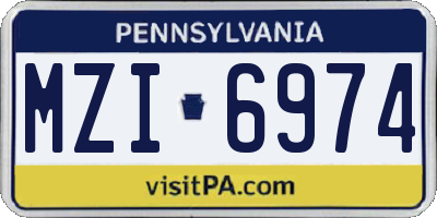 PA license plate MZI6974