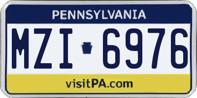 PA license plate MZI6976