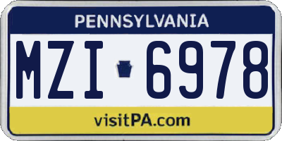 PA license plate MZI6978