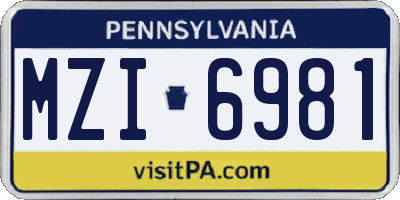 PA license plate MZI6981