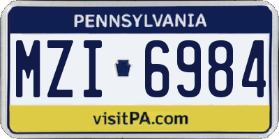 PA license plate MZI6984
