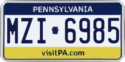 PA license plate MZI6985