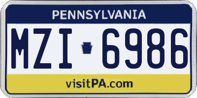 PA license plate MZI6986