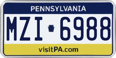 PA license plate MZI6988