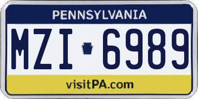 PA license plate MZI6989