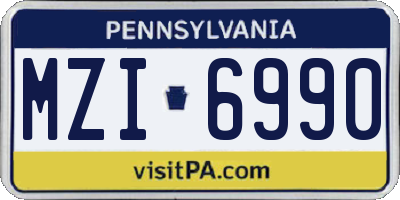 PA license plate MZI6990