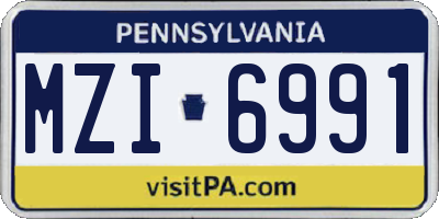 PA license plate MZI6991