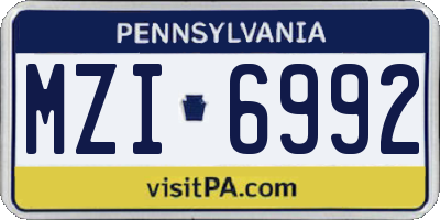 PA license plate MZI6992