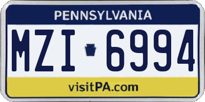 PA license plate MZI6994